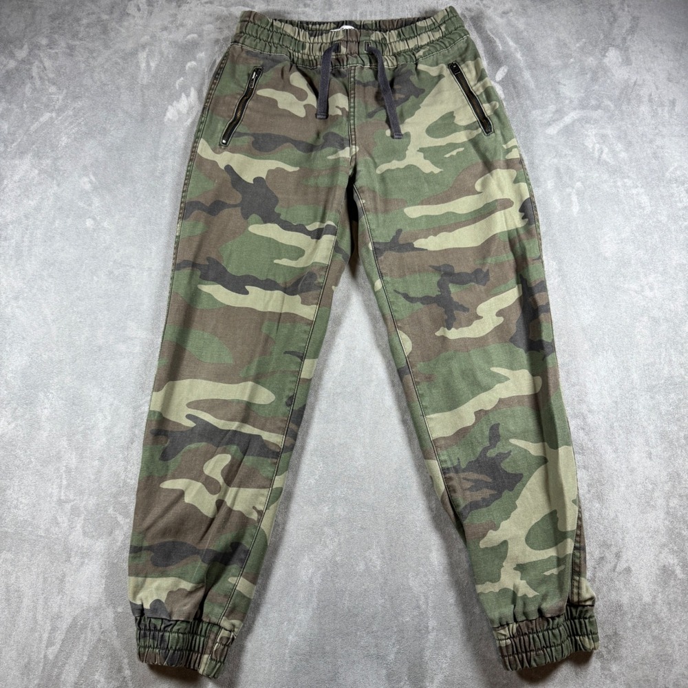 TNA Aritzia 100% Cotton Jogger Pants Camo XS Zip Pocket Drawstring Utility‎